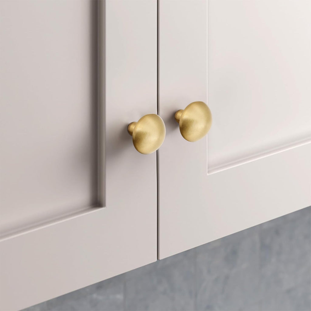 6Pack Solid Brass Cabinet Knobs Pulls Cabinet Drawer Dresser Gold Modern Handles Knobs(1.26"x1.18"/32mmx30mm) Brass