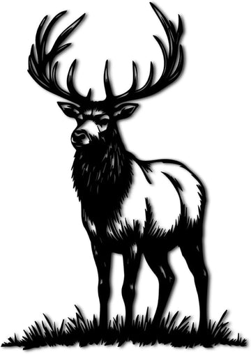 Majestic Elk Silhouette Metal Wall Art Decor Metal Outdoor Decor Metal Signs Artwork Rustic Farmhouse Style Home - Set of 5