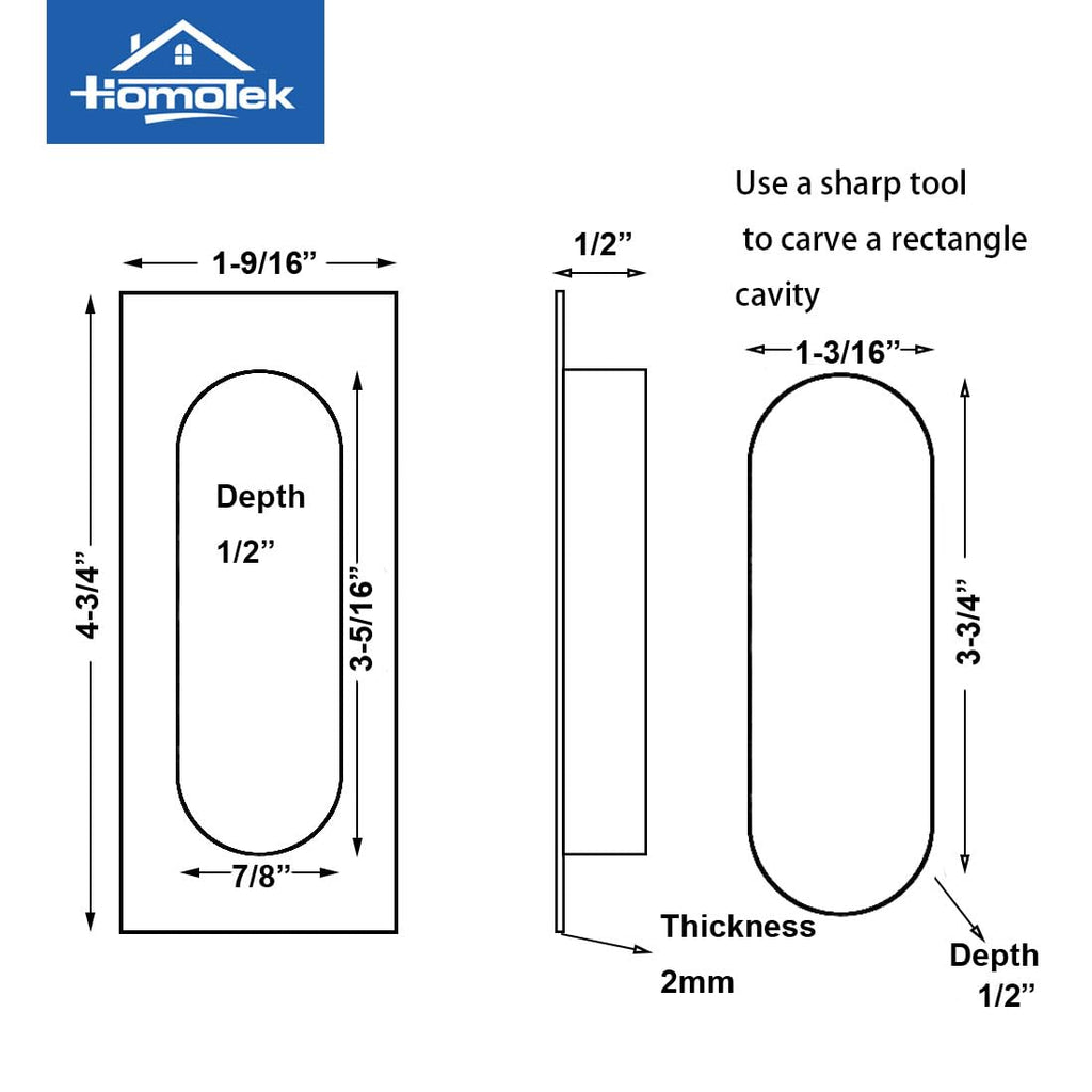 4 Pack 120mm Flush Sliding Closet Door Pulls, Recessed Finger Pulls for Sliding Barn Bypass Door Handles, Cabinet