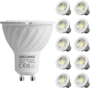 GU10 LED Bulb, 60W Equivalent, 600LM, Daylight White 6000K, 10-Pack