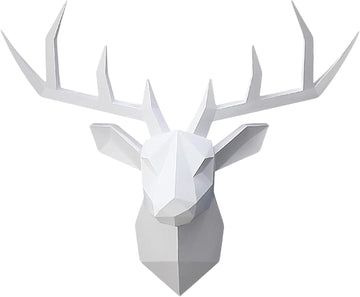 White Deer Head Wall Sculpture,Modern Art Wall Hanging,3D Wall Decor,Gallery Living Room Resin Animal Head Decoration