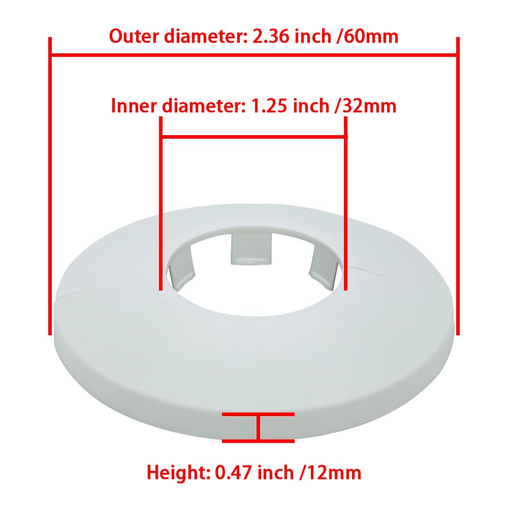 1 Piece 1.26 In/32mm Wall Split Flange, ABS Plastic Round Escutcheon Plate, Buckle Design Plumbing Cover Plates