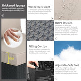 9-Piece Wicker Outdoor Patio Furniture Set | Khaki All-Weather Resistant for Patio, Garden & Porch