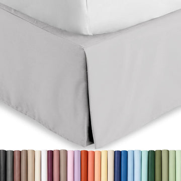 Bed Skirt 15-Inch Drop 1800 Ultra-Soft (Cal King, Light Grey)