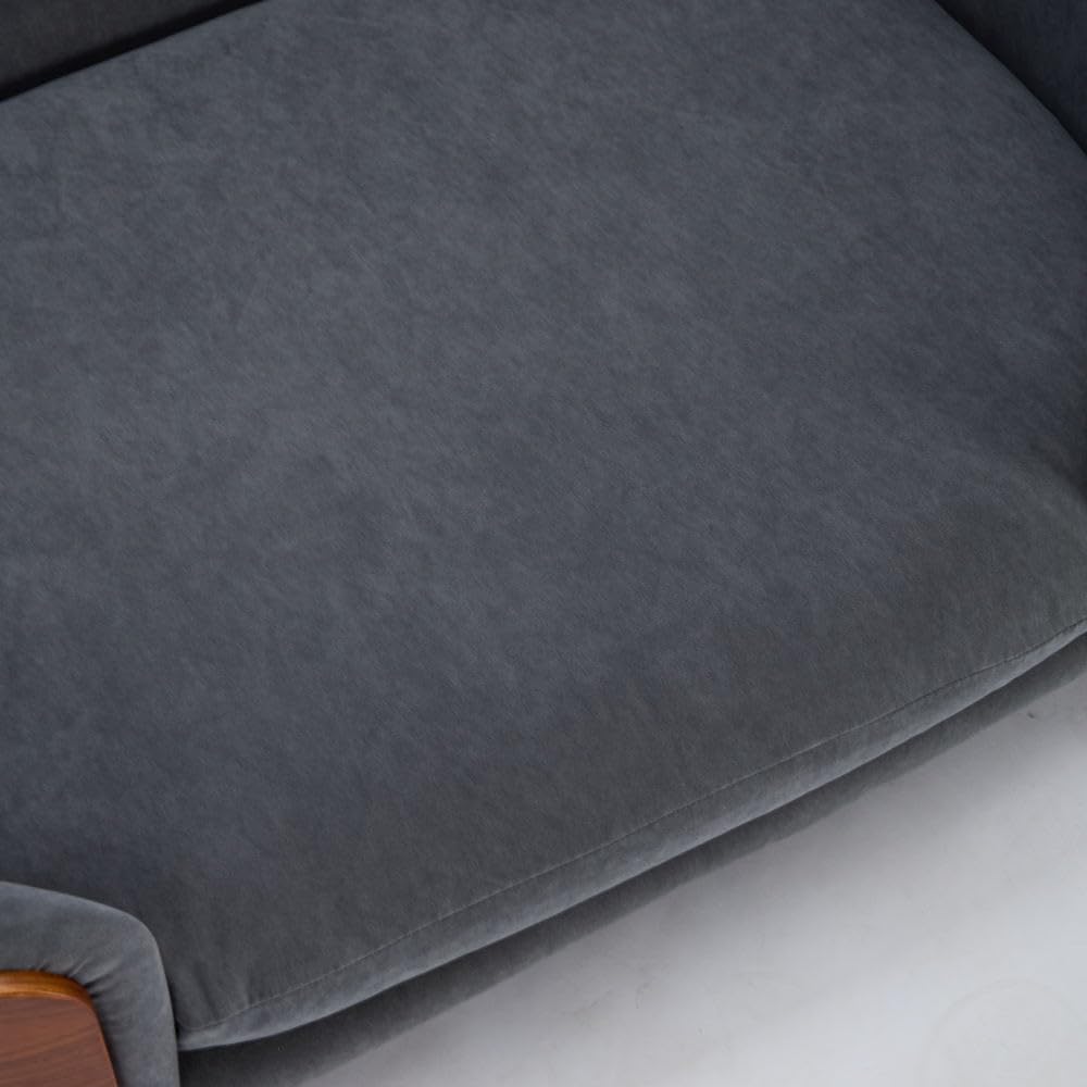 Dog Bed Scandinavian Style, Pet Sofa with Solid Wood Legs & Bent Wood Back, Velvet Cushion Dog Couch with Washable