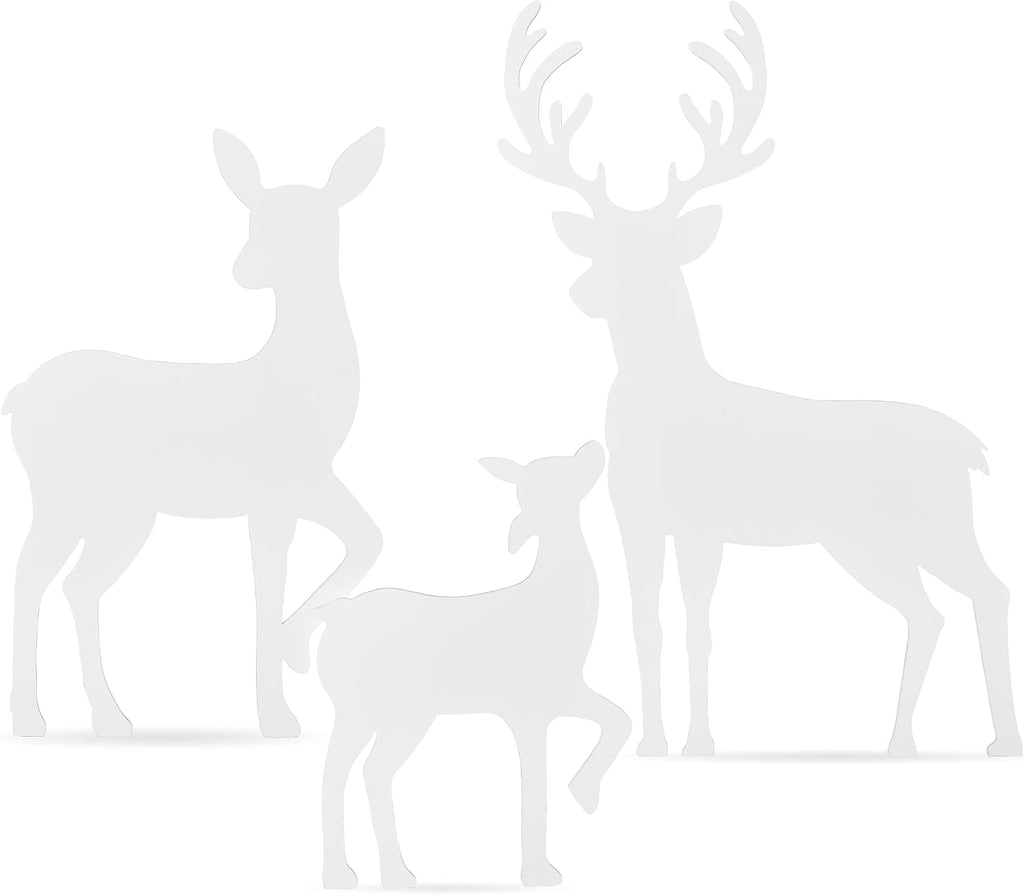 3-Piece 46in 2D Deer Family Silhouette Set, Outdoor PVC Christmas Yard Decoration w/Buck, Doe, Fawn, Weather