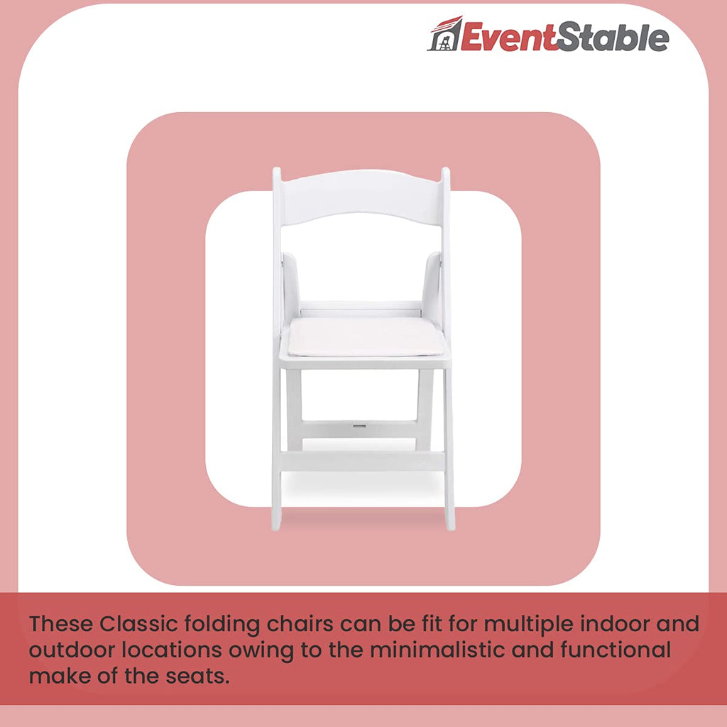 Titan PRO Resin Folding Chair, White, 50-Pack