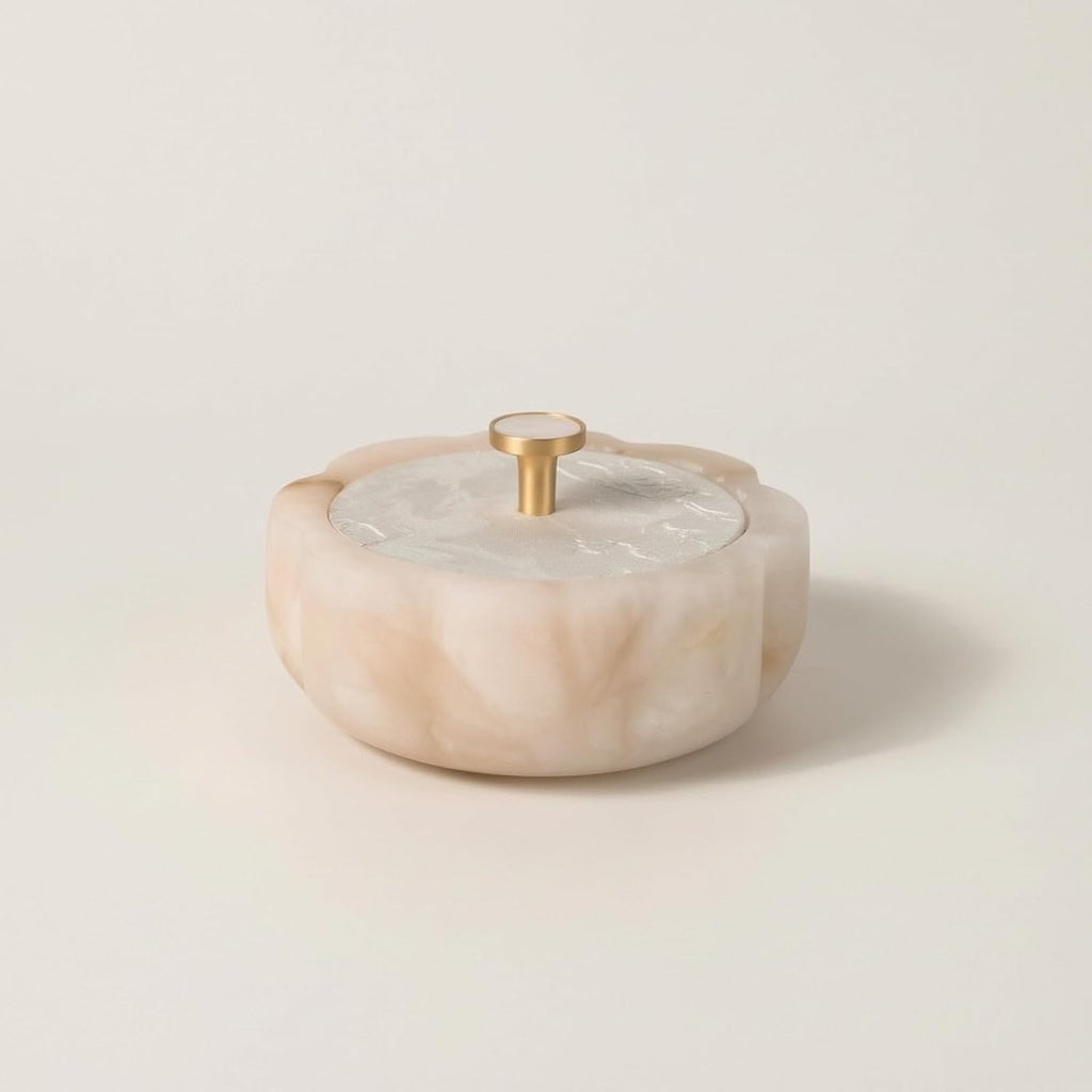 Jewelry Storage Container Marble Trinket Box Organizer Holder With Lid Stone and Leather Material Suitable storage