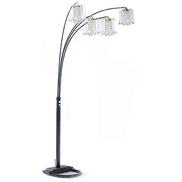 Inspired Arco Style Silvia Adjustable Arc Floor Lamp with Dimmer Switch, 90-Inch, Black