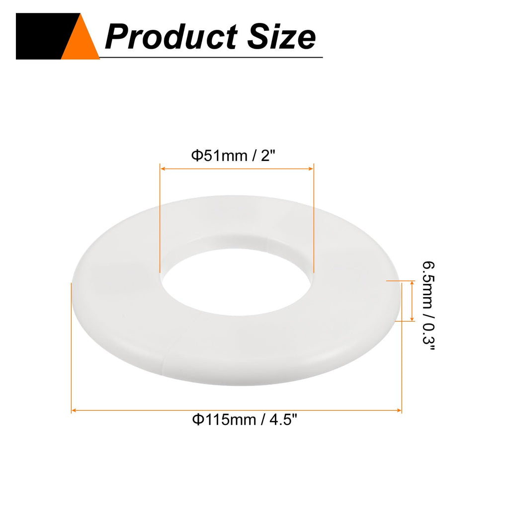 2pcs Wall Split Flange 51mm/2" Self-Adhesive Plumbing Cover Plates ABS Plastic Round Escutcheon Plate Buckle Design