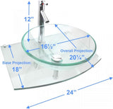 Renovators Supply Manufacturing Halo Glass Wall Mount Bathroom Sink 23 3/4 in. Tempered Glass Round Wall Hung Vessel