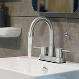 Bathroom Faucets, Bathroom Faucet 3 Hole, Bathroom Sink Faucet, Faucet for Sink 4 Inch 2 Handle Centerset, Lead-Free