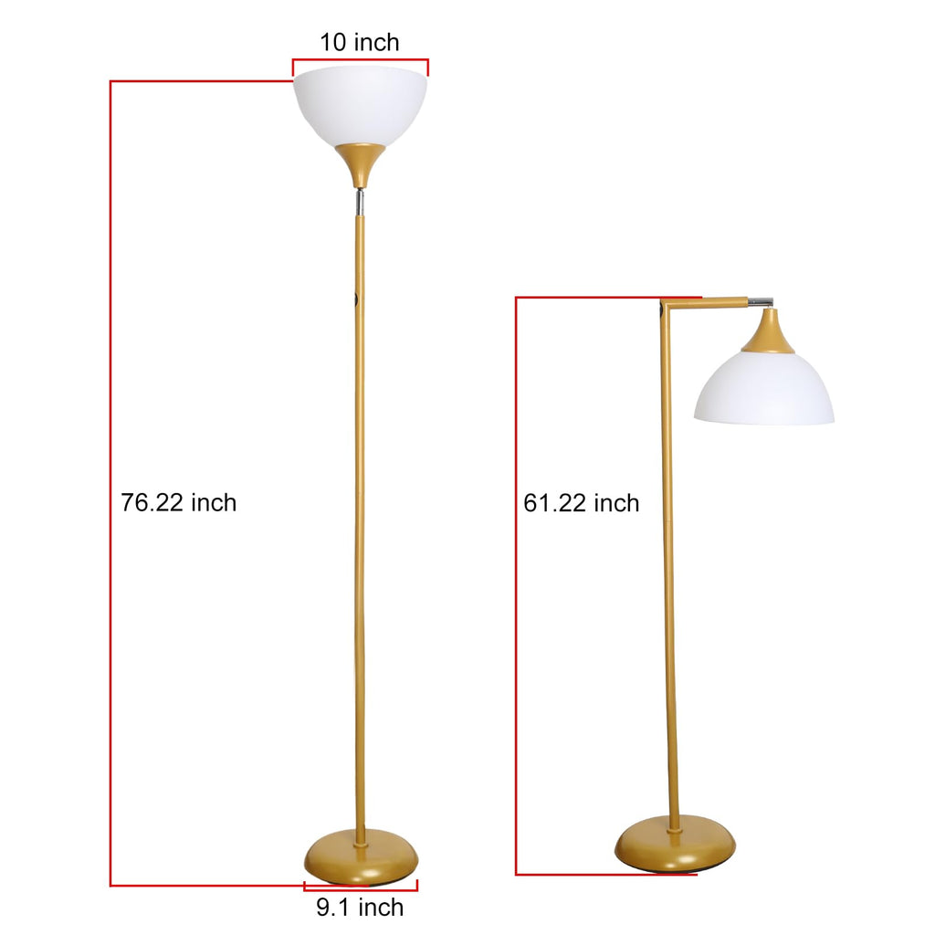 Torchiere LED Floor Lamp, 76" Adjustable light head with Remote, Gold