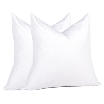 Euro Pillow Inserts 26 x 26 (Pack of 2, White), Down Feather Pillow Stuffer, Premium White Pillows for Bed, Couch