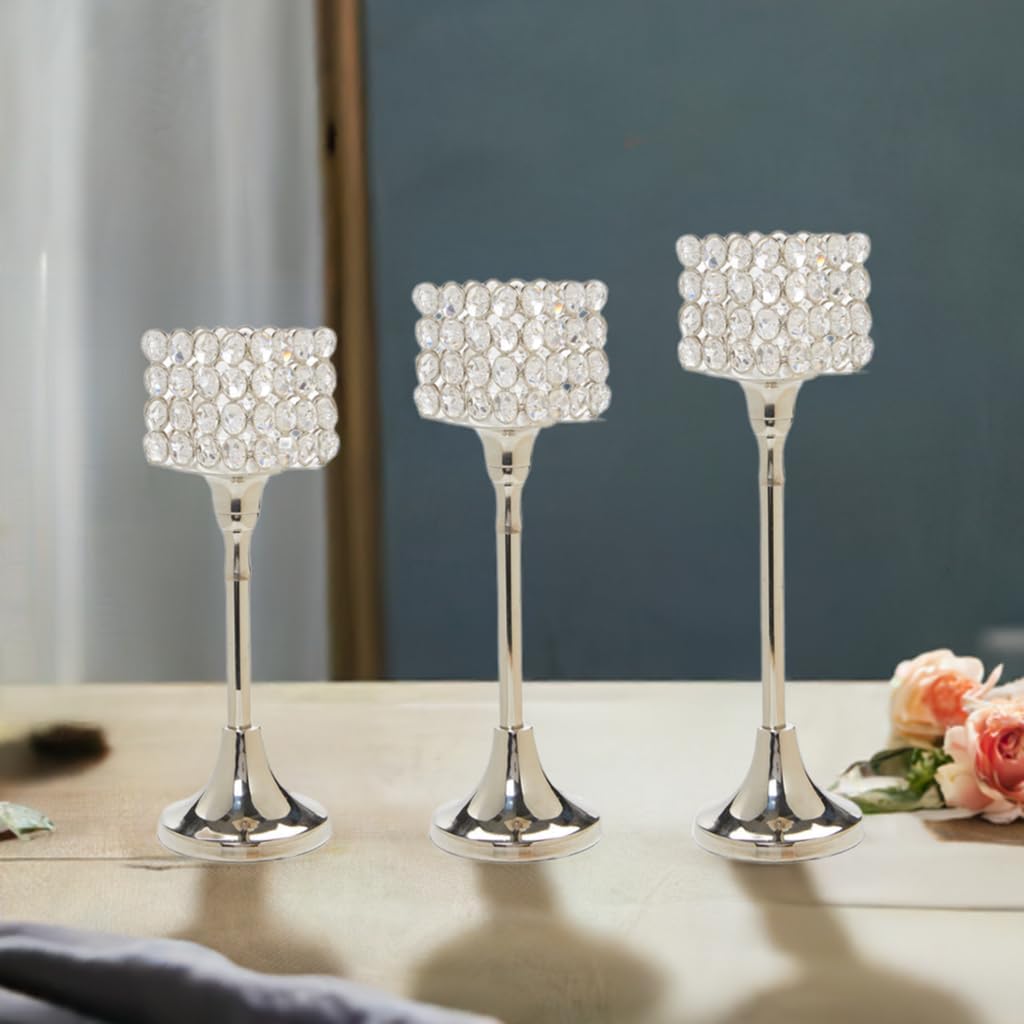 Crystal Candle Holders Set of 3 (Hurricane Set)