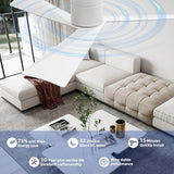 52" Low-Profile Modern Ceiling Fan with Remote – White Geometric Blades, 3-Blade, DC Motor, No Light