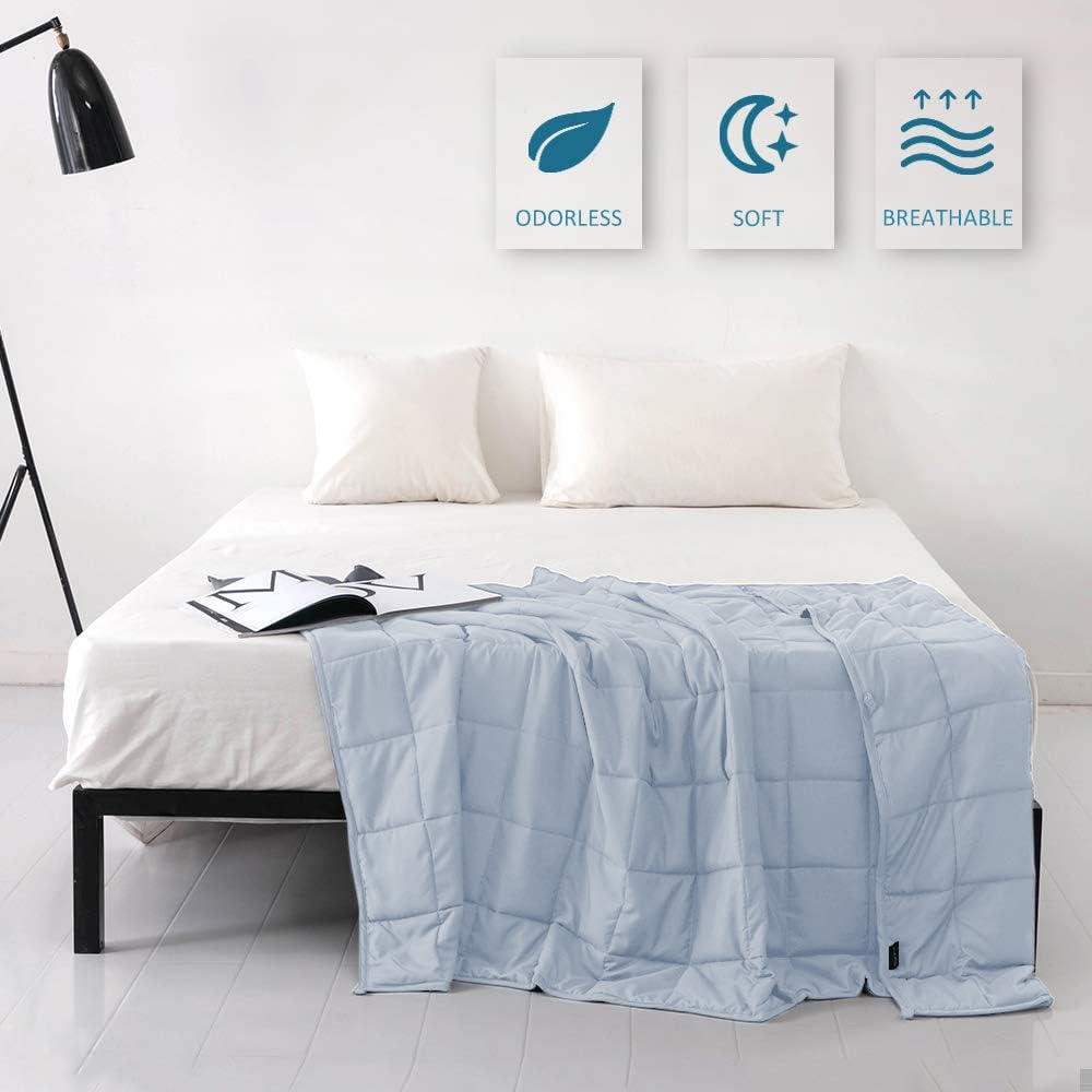 Cooling Weighted Blanket Queen Size (15 Pounds 60''x80'' for Adult), Breathable Fabric with Premium Glass Beads