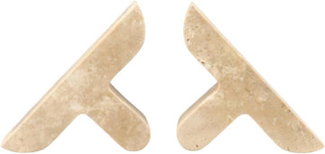 Stone Bookend Travertine Herringbone Minimalist with Sculptural Form Holds Books Blends with Contemporary Decor