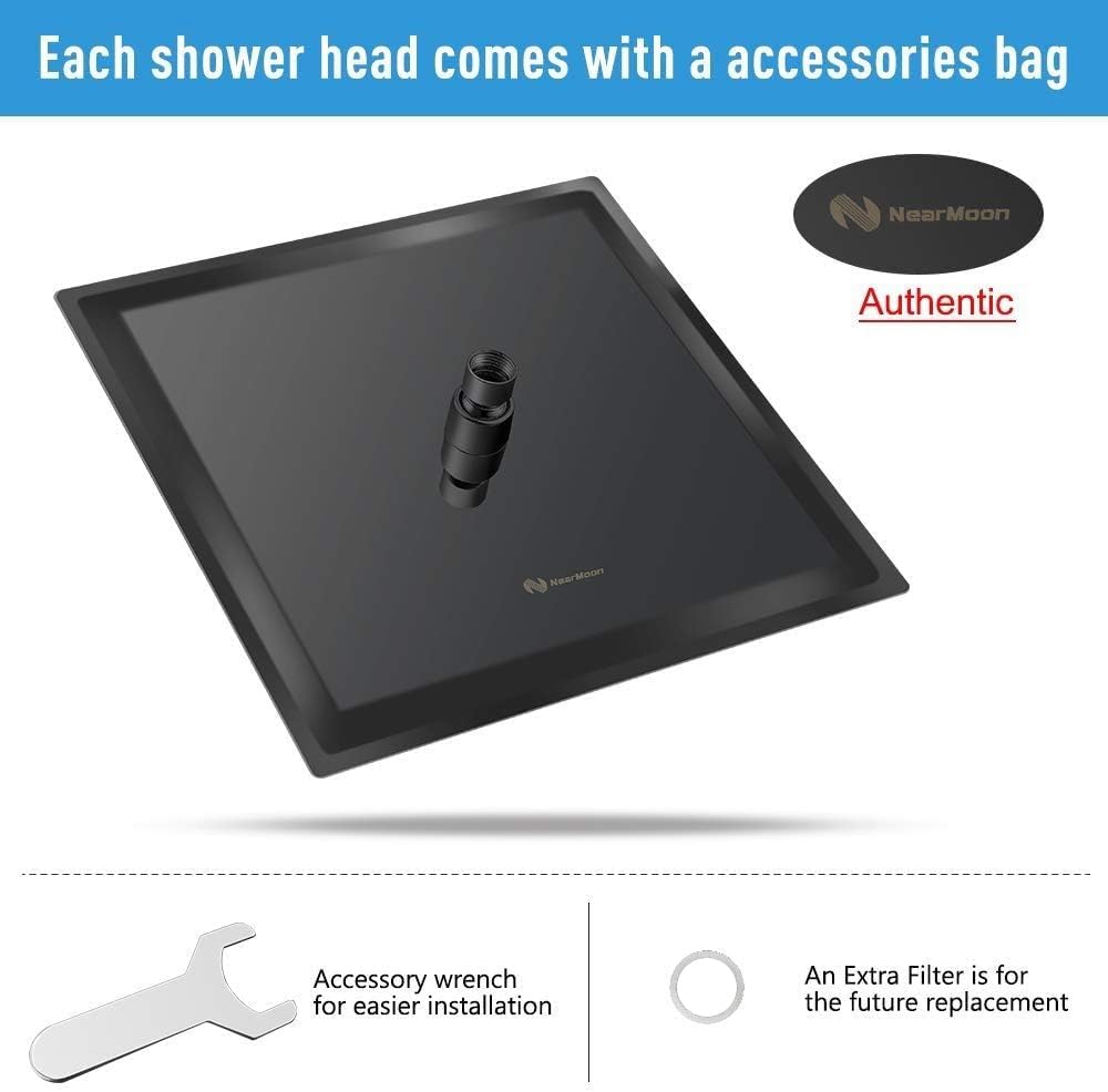 Rain Shower Head, High Flow Stainless Steel Square Rainfall Shower, Waterfall Bath Shower Body Covering