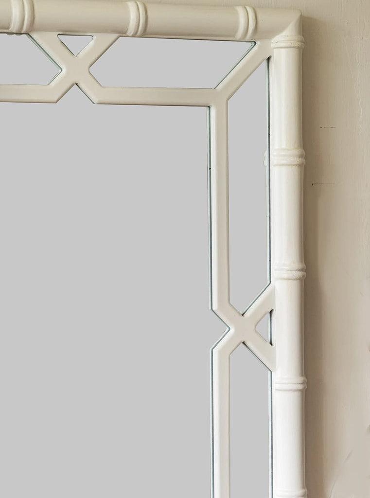 Bamboo-Look Solid Wood Window Pane Mirror 23" X 31" - White