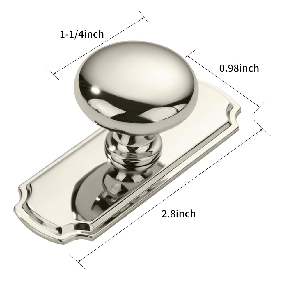 10 Pack 1-1/4 inch Backplate for Cabinet Knobs Polished Nickel Drawer Knobs Cabinet Hardware Vintage Knobs
