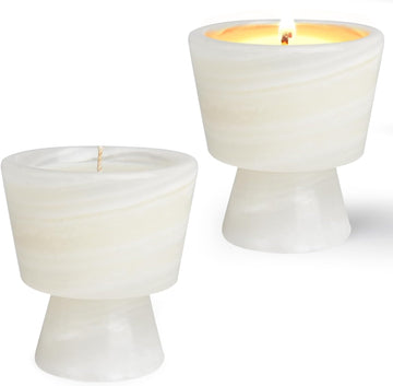 Translucent Stone Candle | Hanndcrafted Marble Container |Warm Glow Home Decor |1 Set | Soy Wax | Non-Toxic
