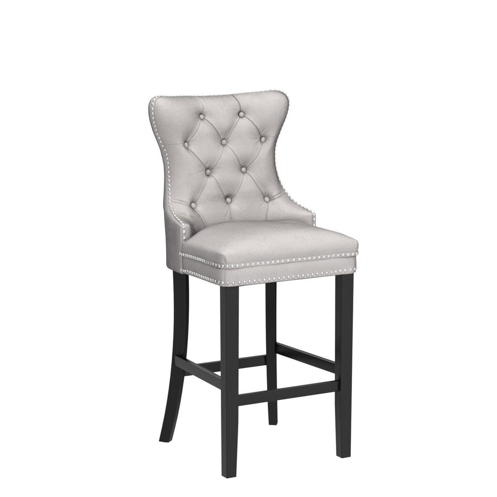 Bar Stools Set of 4, Velvet 26" Kitchen Island Stools, Button Tufted, Beige