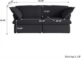 Modern Couch for Living Room, Love Seat Modular Sectional Sofa, Cushion Covers Removable, Comfy Convertible Sectional Couches, Two Corners Sofa for Living Room Bedroom Office Apartment (Black) A124-B0CLZJR2QS