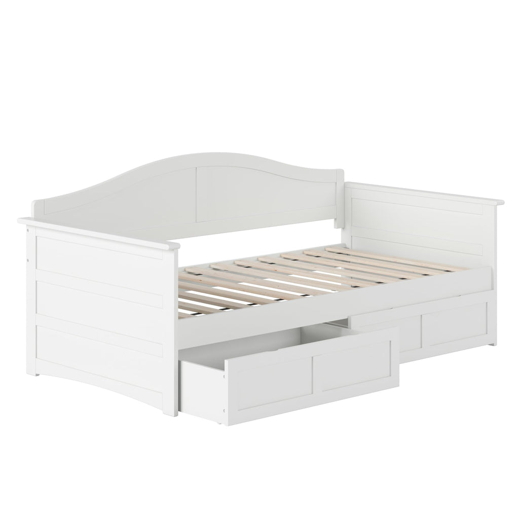 Acadia Twin Wood Daybed with 2 Storage Drawers, White