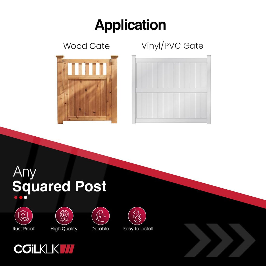 Spring-Loaded Self Closing Gate Hinges, Heavy Duty Hinges with Adjustable Tension for Wood, PVC & Vinyl Outdoor