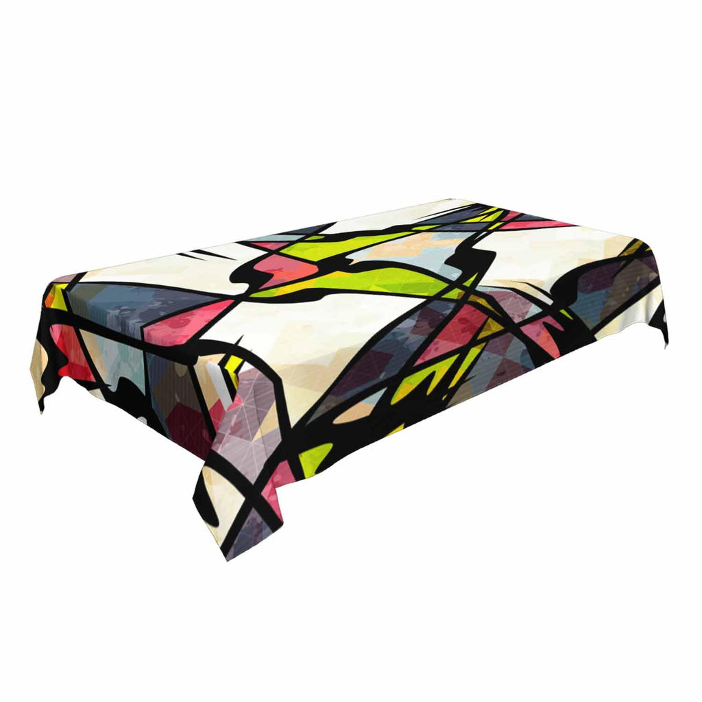Art Graffiti Tablecloth 60x84 Inch Rectangular Abstract Colorful Irregular Geometric Creative Design Oblong Table