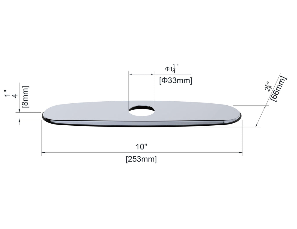 8 Inch Faucet Deck Plate Kitchen Escutcheon Hole Cover, Polished Chrome Finished