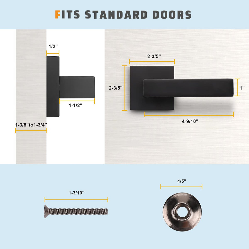 Dummy Lever Door Handles 20 Pack, Interior Door Levers, Modern Square Non-Turning Right/Left Door Handle Levers