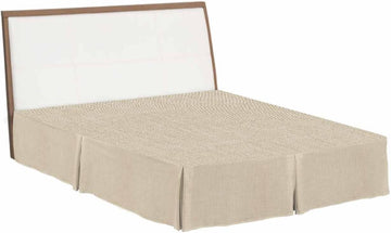 Bed Skirts King Size 16 Inch Tailored Drop Beige Linen Texture Wrap Around Bed Skirt with Split Corners Hotel Quality