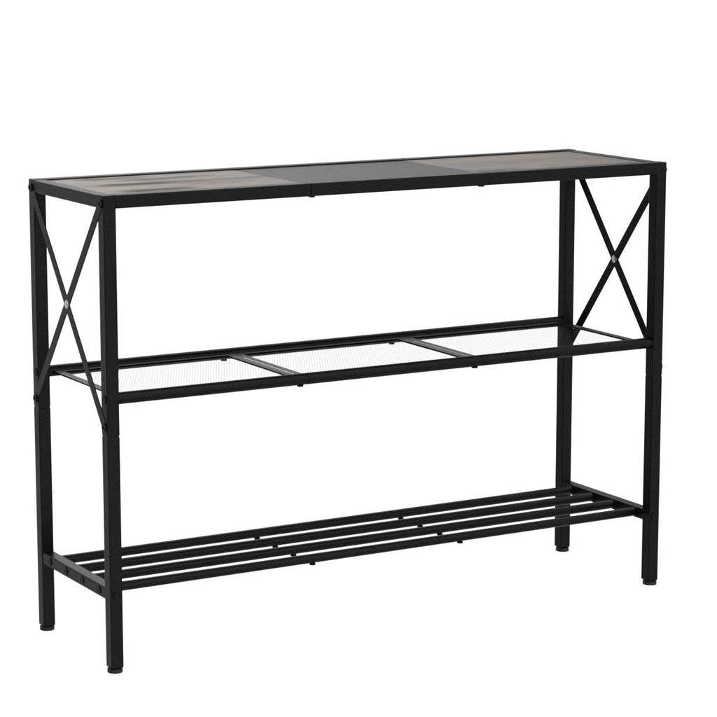 Industrial Console Table, 3 Tier Entryway Table, Hallway Tables, Narrow Sofa Tables with Shelves, Entrance Table