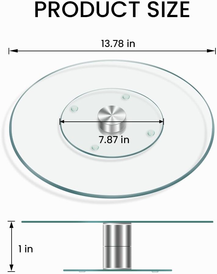 Glass Cake Stand,13.78 inch Cake Display Stand,Rotating Cake Turntable for Cake of Tempered Glass,Dessert Stand