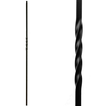Stair Parts - Single Twist Iron Balusters (Box of 10) 1/2" Staircase Square Metal Spindles (Real Satin Black not
