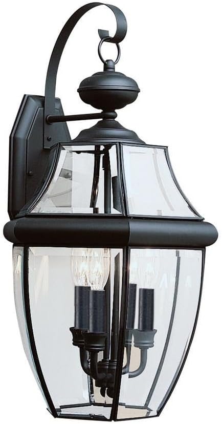 Lancaster 3-Light Outdoor Wall Lantern with Clear Beveled Glass - Black