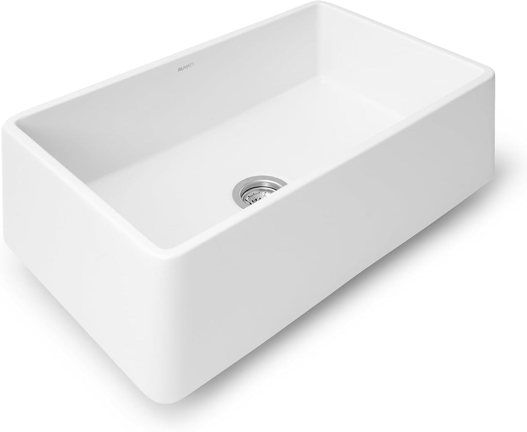 33x20-in White Reversible Fireclay Farmhouse Sink - RVL2300WH