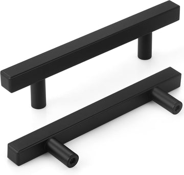 30 Pack 6 inch Square Cabinet Handles Matte Black Drawer Pulls, 3-3/4" Hole Center Kitchen Handles Pulls, Stainless