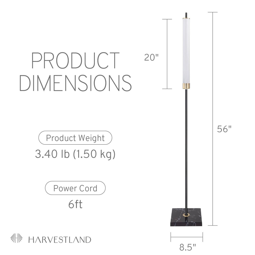 Floor lamp, 56" LED standing light 16W 3000K Modern Marble Lamp with 50, 000-Hour LED, Black & Brass standing lamp