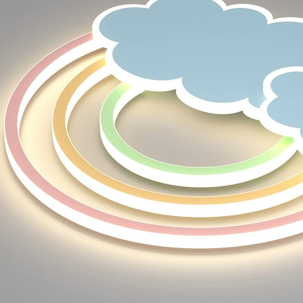 Modern Cloud Rainbow Flush Mount Ceiling Light for Kids Room Bedroom Nursery School Creative Blue Pink Acrylic Light