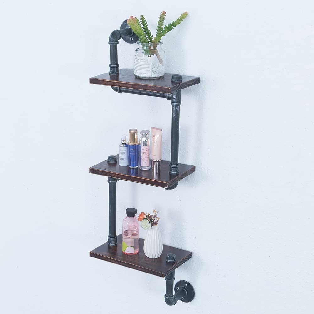 Industrial Pipe Shelving Wall Mounted, Rustic Floating Shelves for Wall