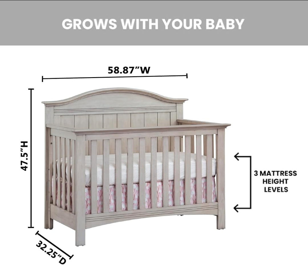 Chandler Premium 4-in-1 Convertible Crib, Stone Wash, GreenGuard Gold Certified