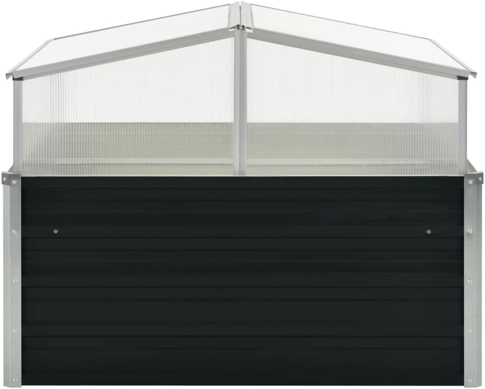 E Galvanized Steel Greenhouse with Raised Garden Bed, 39.4"x39.4"x30.3" Square Cold Frame Planter Box, Open Bottom