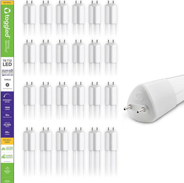 4FT T8 LED Tubes, 16W, 3000K, Dimmable, Type B, 24 Pack (24 Tubes)