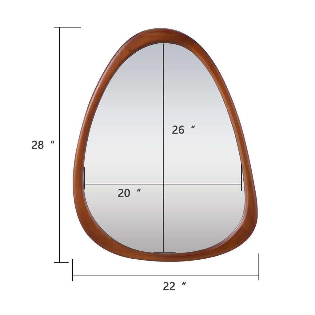 28"x 22" Irregular Wood Wall Frame Mirror, Asymmetrical Abstract Decorative Mirror