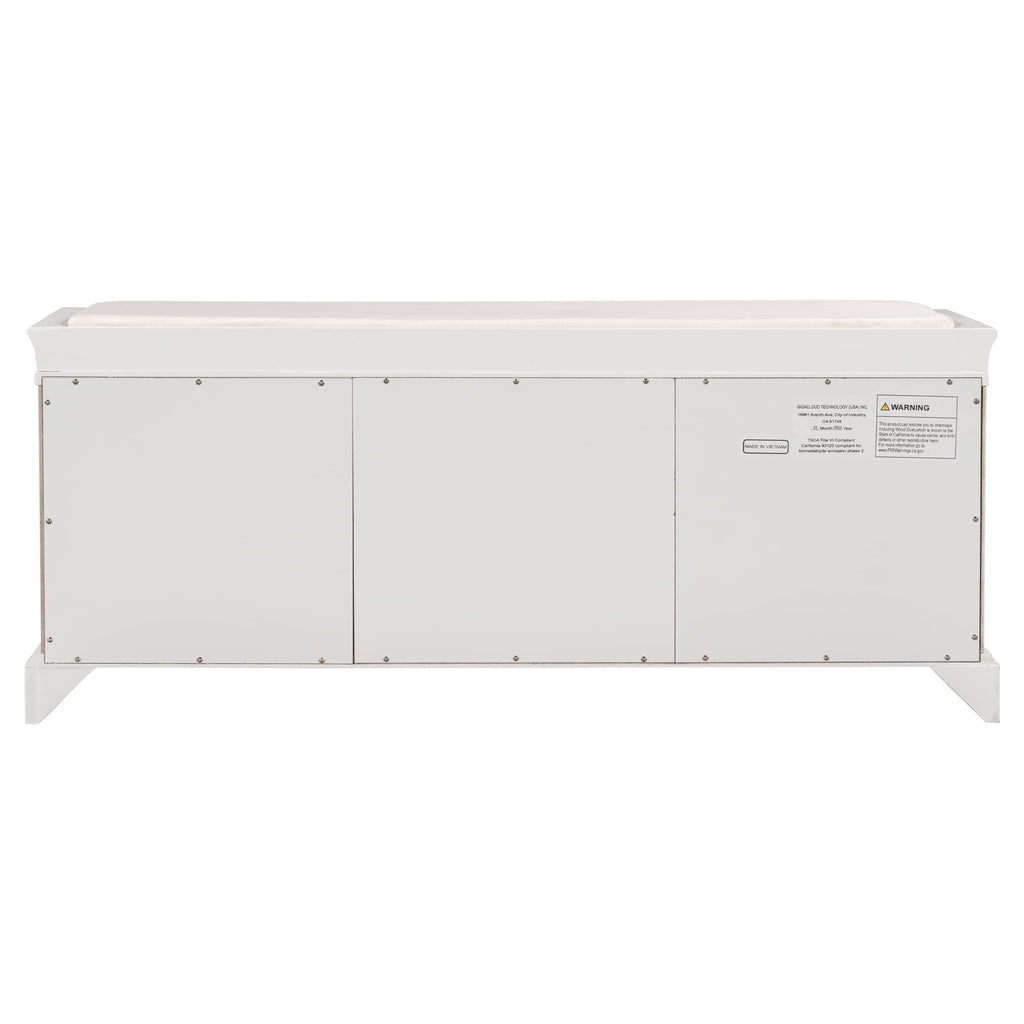 42.5" Storage Bench with Removable Cushion, 2 Drawers and 2 Cabinets, Entryway Hallway Foyer Shoe Bench Bedroom End
