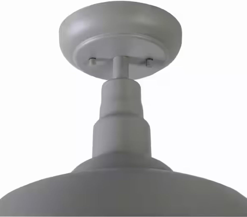 14" Semi Flush Mount Ceiling Light Fixture in Grey Finish, Stylish Metal Fixture for Indoor and Outdoor Spaces