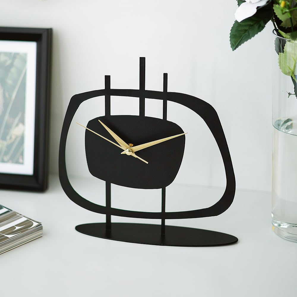 Table Clock Office, Bedside, Kitchen | Silent Running Night Shelf Analog Desk Clock with 8 x 9 inch Size | Decorative